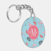 Trendy Tropical Flamingo & Watermelon Pattern Sleutelhanger (Voorkant Links)