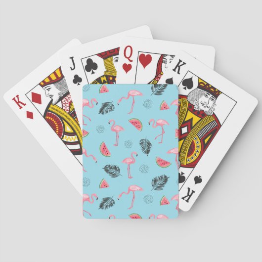 Trendy Tropical Flamingo & Watermelon Pattern Speelkaarten (Achterkant)