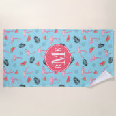 Trendy Tropical Flamingo & Watermelon Pattern Strandlaken (Voorkant)