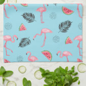 Trendy Tropical Flamingo & Watermelon Pattern Theedoek (Gevouwen)