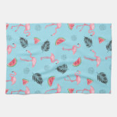 Trendy Tropical Flamingo & Watermelon Pattern Theedoek (Horizontaal)