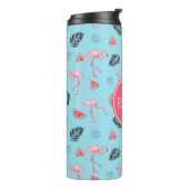 Trendy Tropical Flamingo & Watermelon Pattern Thermosbeker (Gedraaid links)