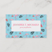 Trendy Tropical Flamingo & Watermelon Pattern Visitekaartje (Voorkant)