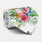 Trendy Tropical Floral Fruits Beverage Monogram Stropdas (Opgerold)