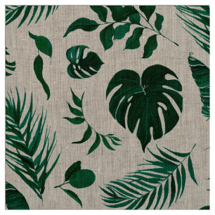 Trendy Tropical Foliage Green Leaves Pattern Stof