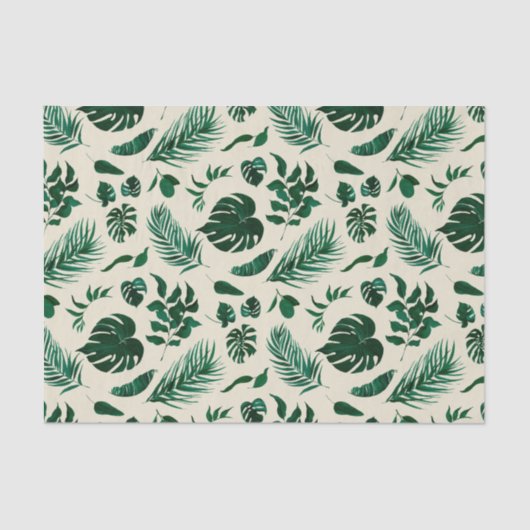 Trendy Tropical Foliage Green Leaves Pattern Tissuepapier (Voorkant)