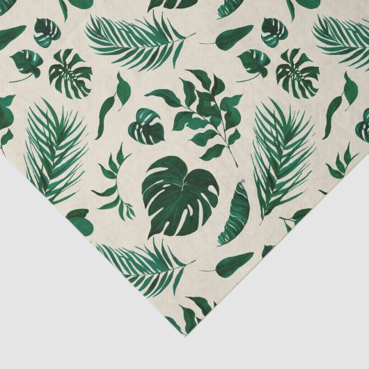 Trendy Tropical Foliage Green Leaves Pattern Tissuepapier (Detail)