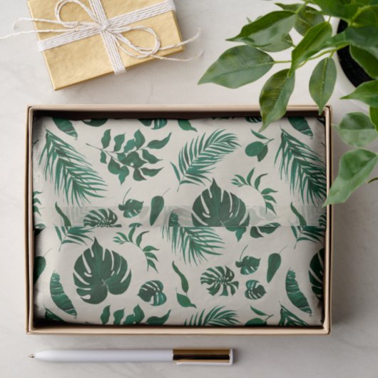Trendy Tropical Foliage Green Leaves Pattern Tissuepapier (Geschenk)