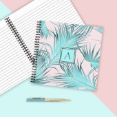 Trendy Tropical Palm Fronds Pattern met Monogram Notitieboek