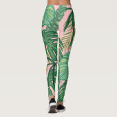 Trendy Tropical Palm Leaves Patroonroze Leggings (Achterkant)