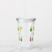 Trendy Tropical Pineapple Bridesmaid Name Acryl Drinkbeker (Links)