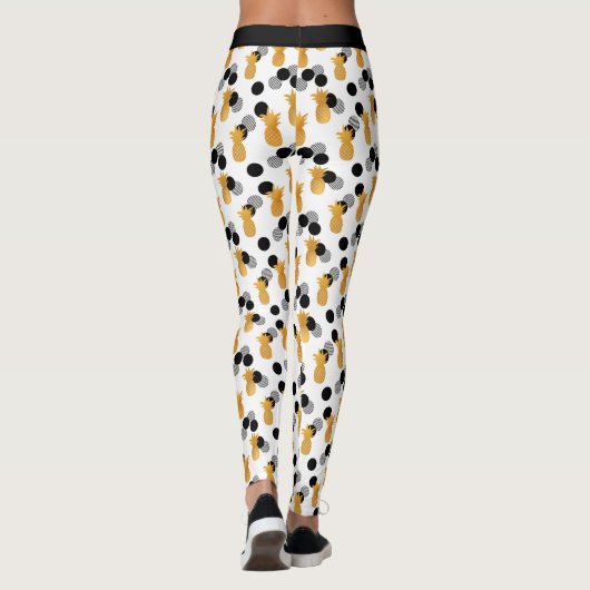 Trendy Tropical Pineapple Pattern Leggings (Achterkant)