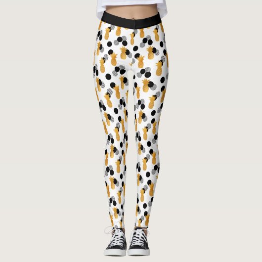 Trendy Tropical Pineapple Pattern Leggings (Voorkant)