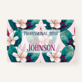 Trendy Tropical Plumeria Flowers Green Foliage Badge (Voorkant)