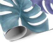 Trendy Tropical Royal Blue & Aqua Monstera Leaves Cadeaupapier (Rol Hoek)