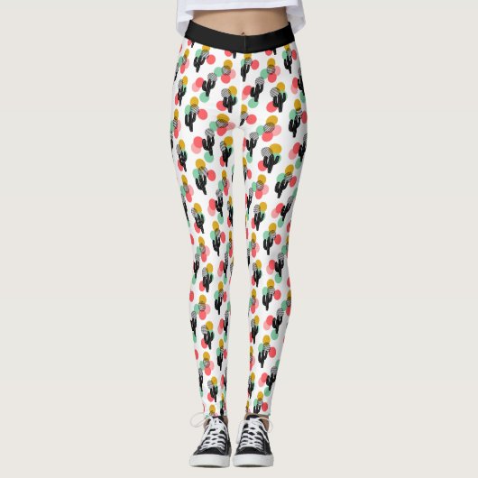 Trendy Tropical Succulent Pattern Leggings (Voorkant)