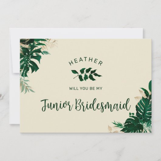 Trendy Tropical Theme Jr. Bridesmaid proposal Kaar (Voorkant)