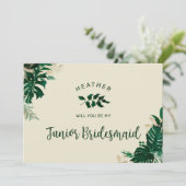 Trendy Tropical Theme Jr. Bridesmaid proposal Kaar (Staand voorkant)