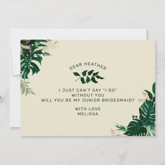 Trendy Tropical Theme Jr. Bridesmaid proposal Kaar (Achterkant)