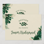 Trendy Tropical Theme Jr. Bridesmaid proposal Kaar (Voorkant / Achterkant)
