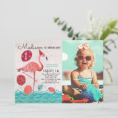 Trendy Tropical turquoise & roze Flamingo jarig Kaart (Staand voorkant)
