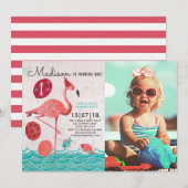 Trendy Tropical turquoise & roze Flamingo jarig Kaart (Voorkant / Achterkant)