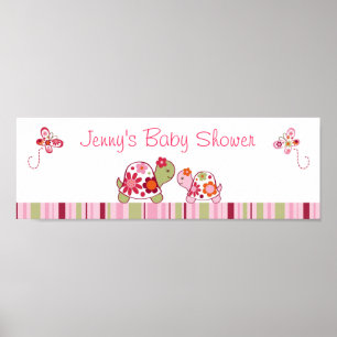 Trendy Tropical Turtle Baby shower Banner Sign Poster