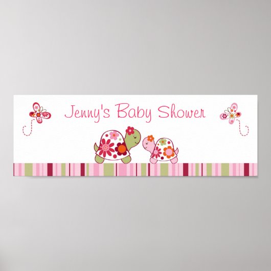 Trendy Tropical Turtle Baby shower Banner Sign Poster (Voorkant)