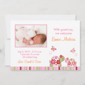 Trendy Tropical Turtle Photo Birth Announements Aankondiging (Voorkant)