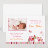 Trendy Tropical Turtle Photo Birth Announements Aankondiging (Voorkant / Achterkant)