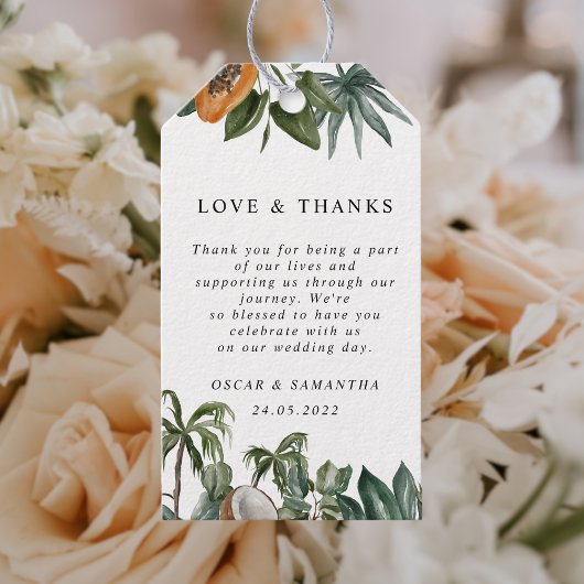 Trendy Tropical Waterverf Green Leaves Cadeaulabel