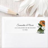 Trendy Tropical Waterverf Green Leaves Etiket (Insitu)