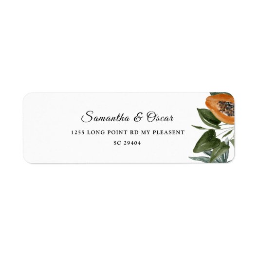 Trendy Tropical Waterverf Green Leaves Etiket (Voorkant)