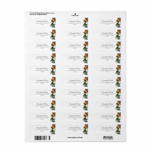 Trendy Tropical Waterverf Green Leaves Etiket (Full Sheet)