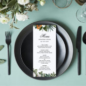 Trendy Tropical Waterverf Green Leaves Menu