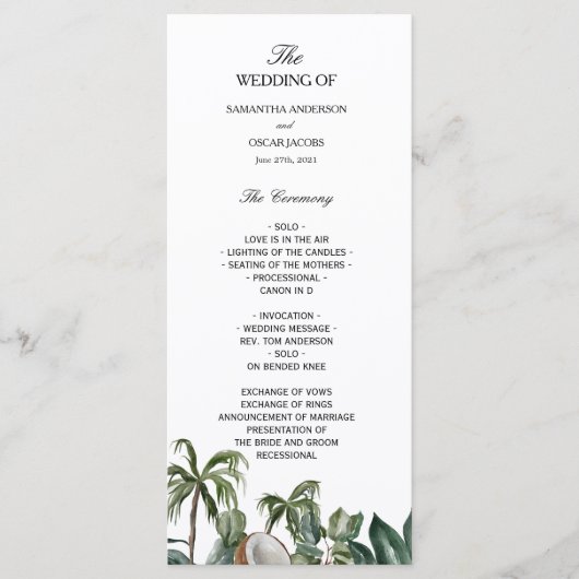 Trendy Tropical Waterverf Green Leaves Menu (Voorkant)
