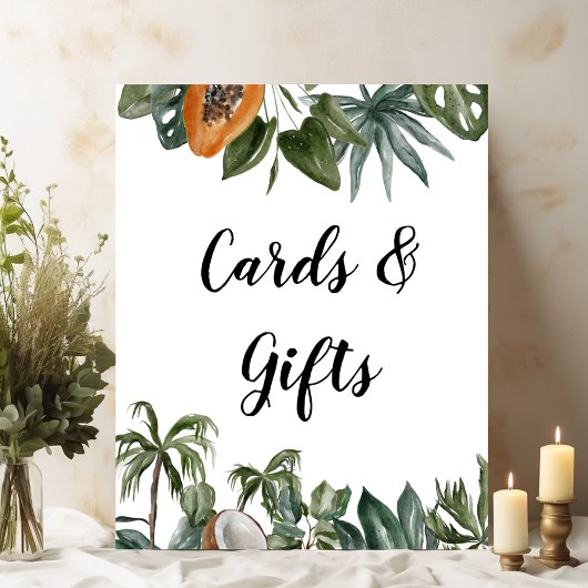 Trendy Tropical Waterverf Green Leaves Poster