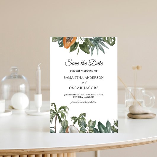 Trendy Tropical Waterverf Green Leaves Save The Date