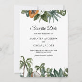 Trendy Tropical Waterverf Green Leaves Save The Date (Voorkant)