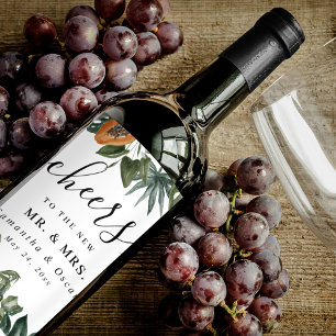 Trendy Tropical Waterverf Green Leaves Wijn Etiket