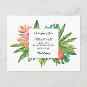 Trendy Tropical You wordt mijn bruidsmeisje bruilo Uitnodiging Briefkaart (Achterkant)