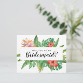 Trendy Tropical You wordt mijn bruidsmeisje bruilo Uitnodiging Briefkaart (Staand voorkant)