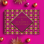 Trendy Tropisch Roze en Gold Aloha Kerstmis Briefkaart