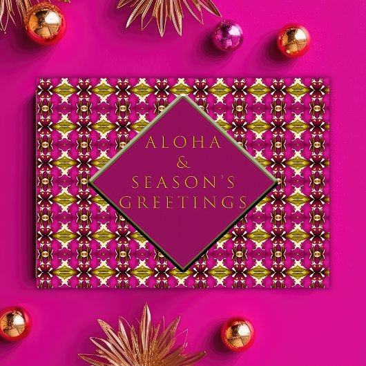 Trendy Tropisch Roze en Gold Aloha Kerstmis Briefkaart