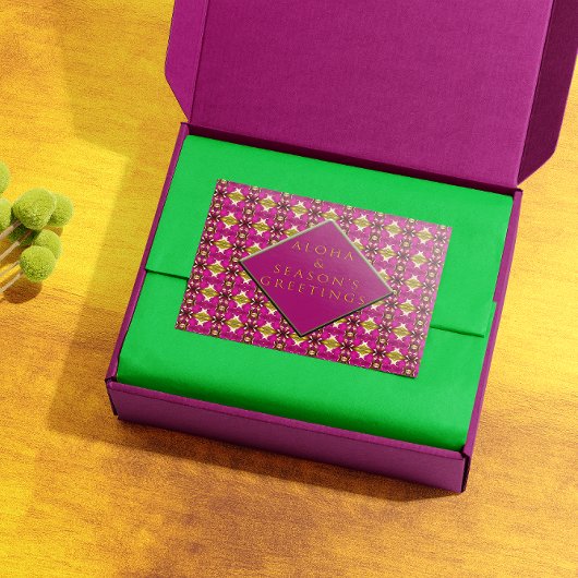 Trendy Tropisch Roze en Gold Aloha Kerstmis Briefkaart