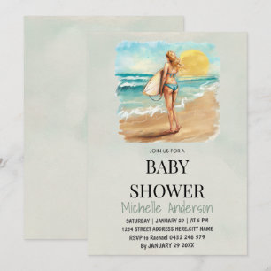Trendy tropisch Zomersurfen Strand Baby shower Kaart