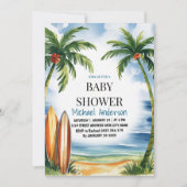 Trendy tropisch Zomersurfen Strand Baby shower Kaart (Voorkant)
