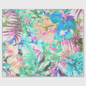 Trendy tropische blauwgroen roze flamingo cadeaupapier (Vlak)