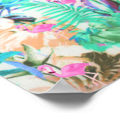 Trendy tropische blauwgroen roze flamingo poster (Hoek)