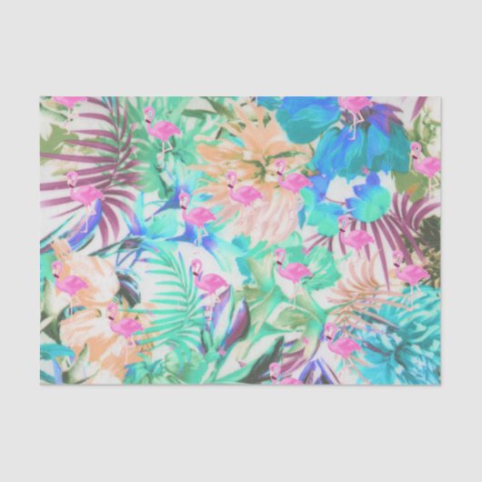 Trendy tropische blauwgroen roze flamingo tissuepapier (Voorkant)